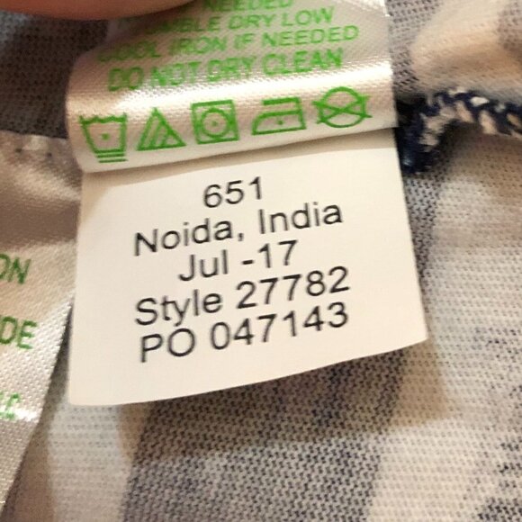 Navy Stripe “Bay” Long Sleeve Dress in “Tropical Island Medallion” Girls Size XL - Picture 7 of 8